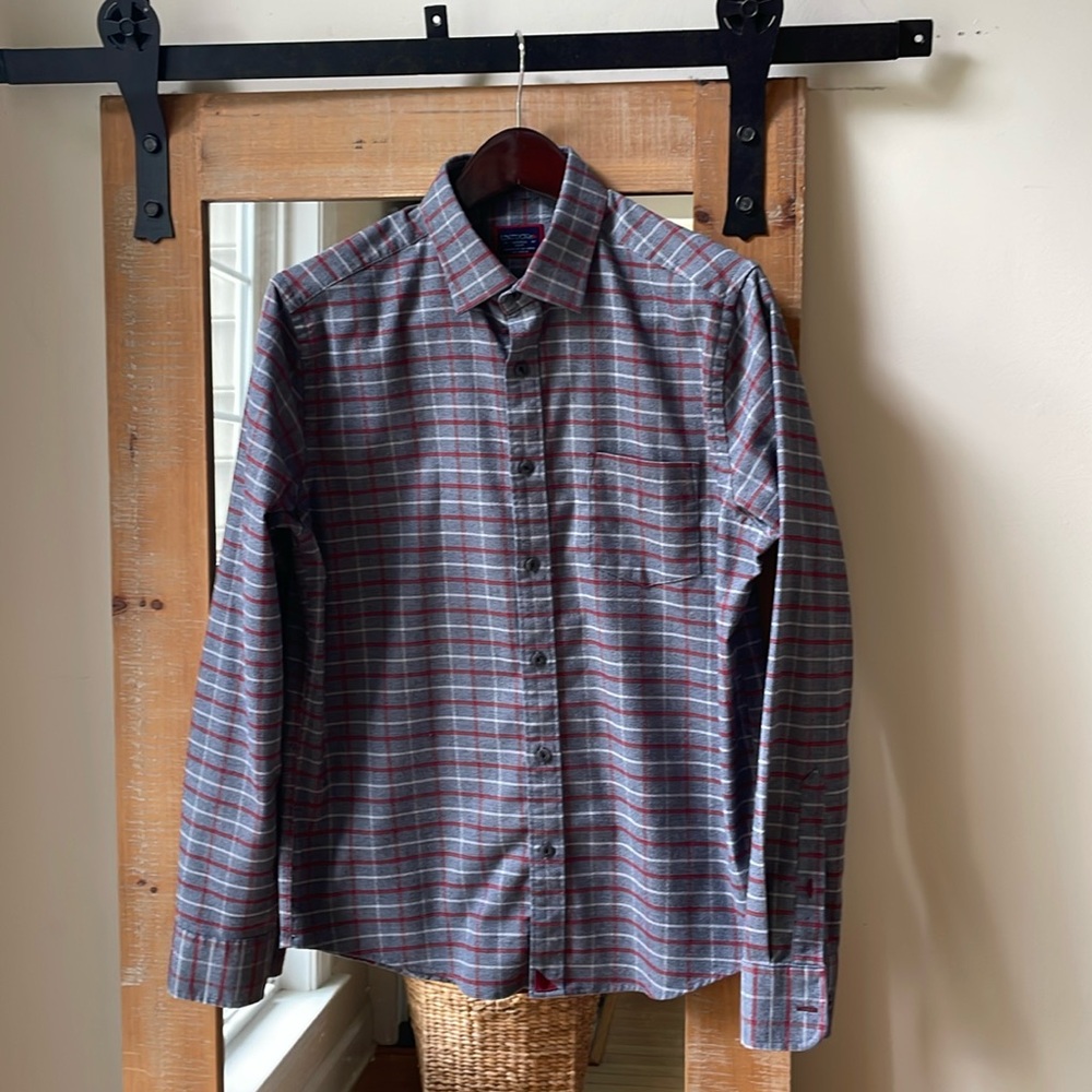 UNTUCKit Gunther Gray Plaid Dress Shirt Size M Slim Fit